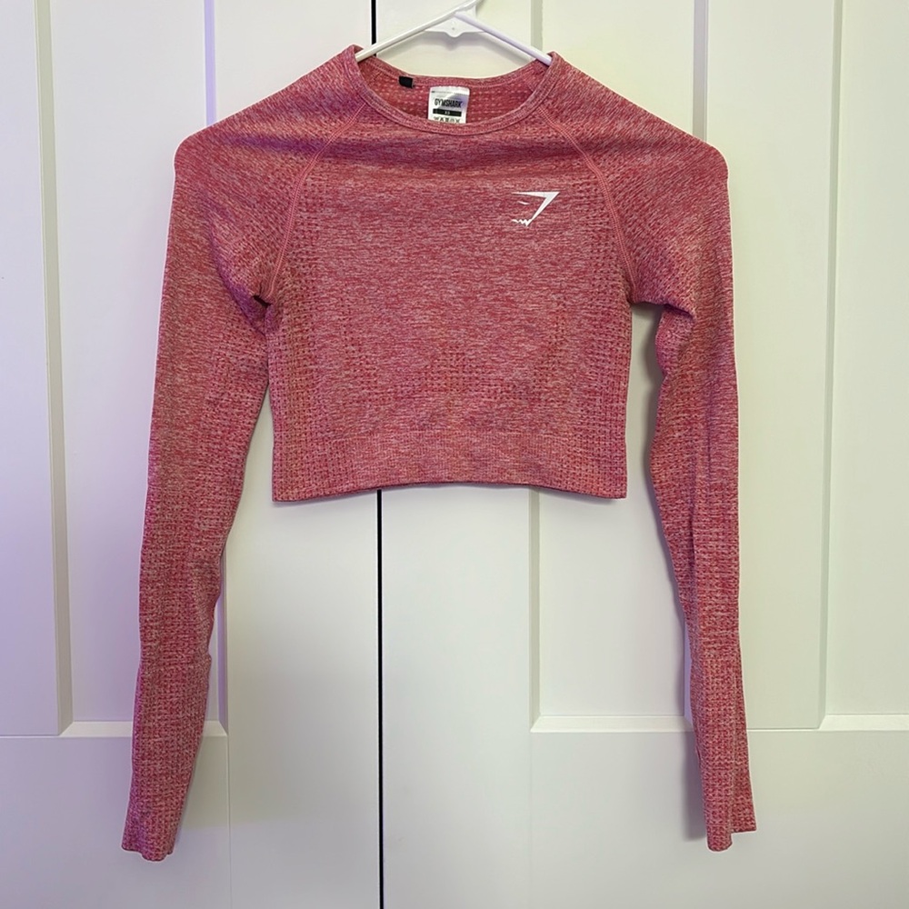 GYMSHARK XS adapt fleck seamless long sleeve crop top - PINK (discontinued)
